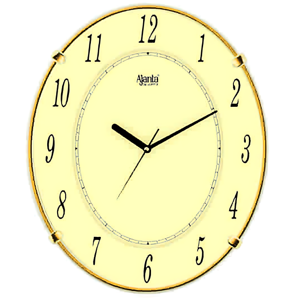 Ajanta Quartz Oval Analog 29 cm X 34 cm Wall Clock (Ivory, With Glass, Standard) -M.NO.707
