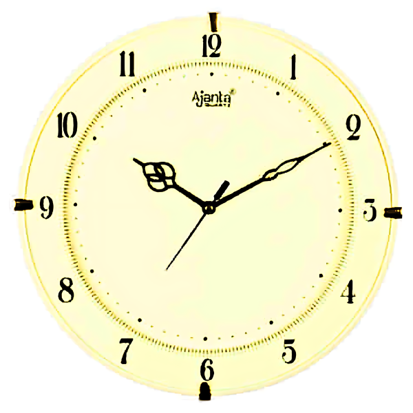 Ajanta Quartz Round Analog 28 cm X 28 cm Wall Clock (Ivory, With Glass, Standard) - M.NO.897