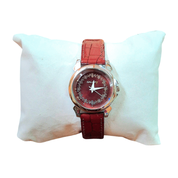 Galaxy Quartz Analog Red Round Dial Red Leather Strap Watch For Women - GALAXY-LWL-RED-RED-59
