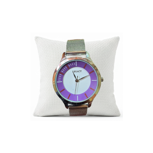 Legacy Quartz Analog Purple/White Round Dial Silver Metal Strap Watch For Women - LEGACY-LWCH-PURPLE/WHITE-SILVER-11