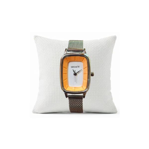 Legacy Quartz Analog Orange/White Rectangle Dial Silver Metal Strap Watch For Women - LEGACY-LWCH-ORANGE/-WHITE-SQUARE-SILVER-13