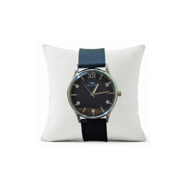 Fire Quartz Analog Black Round Dial Black Leather Strap Men Watch - FIRE-GWL-BLACK-XII-BLACK-19