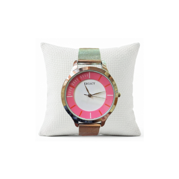 Legacy Quartz Analog Pink/White Round Dial Silver Metal Strap Watch For Women - FIRSTECH-LWCH-BLUE-SILVER-08