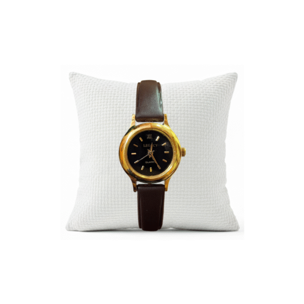 Legacy Quartz Analog Black Round Dial Brown Leather Strap Watch For Women - LEGACY-LWL-BLACK-XII-BROWN-S-26