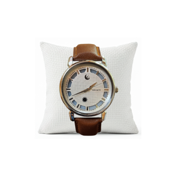 Legacy Quartz Analog White Round Dial Brown Leather Strap Men Watch - LEGACY-GWL-WHITE-BROWN-38