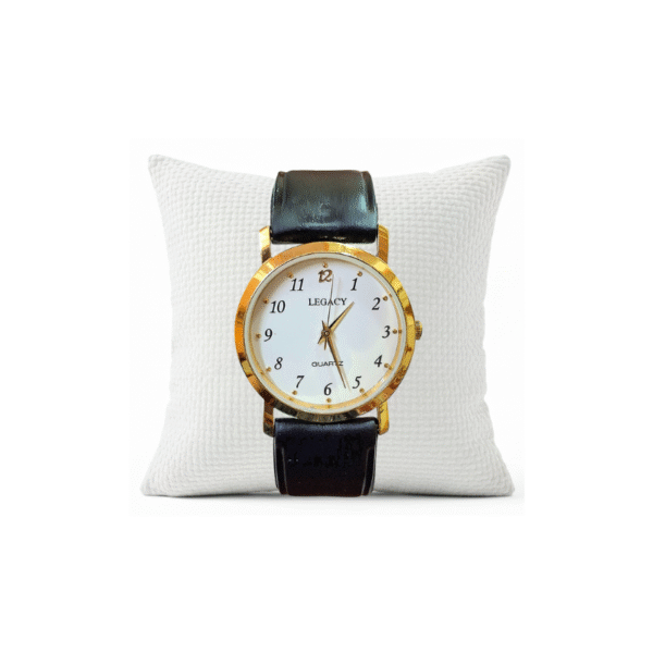 Legacy Quartz Analog White Round Dial Black Leather Strap Watch For Women - LEGACY-LWL-WHITE-BLACK-28
