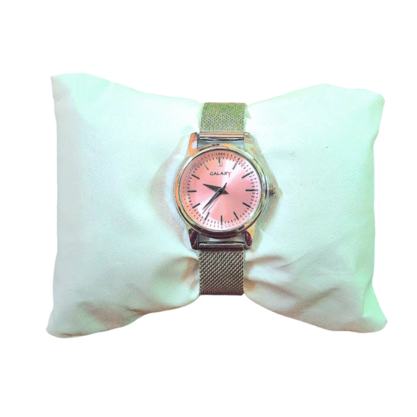 Galaxy Quartz Analog Pink Round Dial Silver Metal Strap Watch For Women - GALAXY-LWCH-PINK-II-SILVER-41