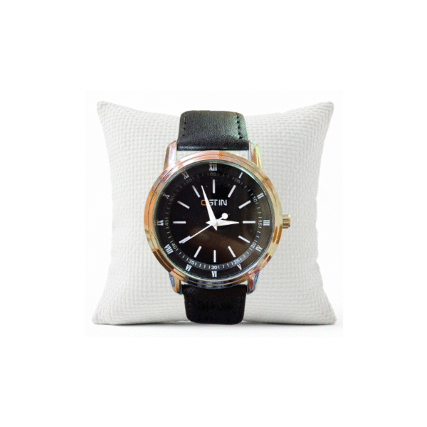 Ostin Quartz Analog Black Round Dial Black Leather Strap Men Watch - OSTIN-GWL-BLACK-XII-BLACK-10