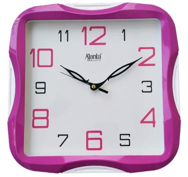 Ajanta Simple Wall Clock (Pink) 28 cm X 28 cm (White Dial, With Glass, Standard)  - M.NO.2007-P