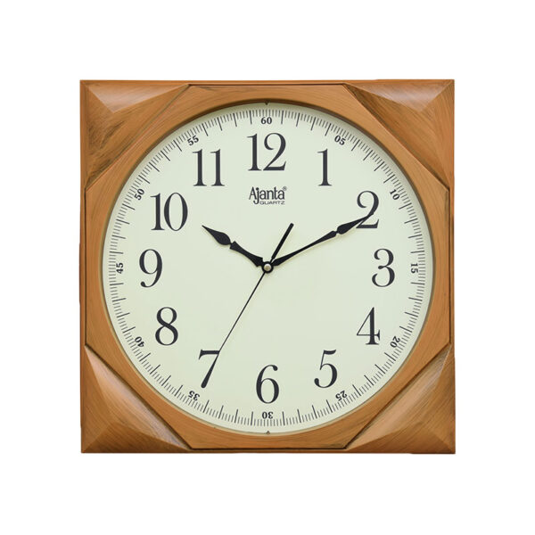 Ajanta Quartz Plastic Analogue Wall Clock for Home ( Brown - Teak Wood, 32x32cm) - M.NO.8067